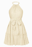 Sweet Solid Bandage Halter Princess Dresses