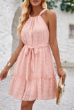 Sweet Solid Bandage Halter Princess Dresses