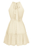 Sweet Solid Bandage Halter Princess Dresses