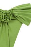 Casual Solid Appliques Fold Oblique Collar T-Shirts