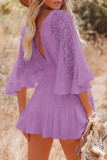 Celebrities Elegant Solid Lace Frenulum V Neck Princess Dresses