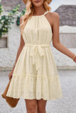 Sweet Solid Bandage Halter Princess Dresses