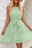Sweet Solid Bandage Halter Princess Dresses