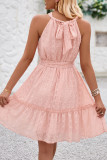 Sweet Solid Bandage Halter Princess Dresses