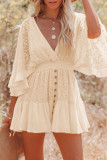 Celebrities Elegant Solid Lace Frenulum V Neck Princess Dresses