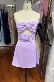 Sweet Solid With Bow Strapless Princess Dresses