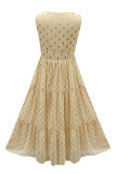 Sexy Solid Bronzing Patchwork V Neck Cake Skirt Dresses