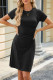 Casual Simplicity Solid Fold O Neck A Line Short Sleeve Dress