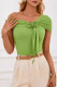 Casual Solid Appliques Fold Oblique Collar T-Shirts