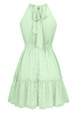 Sweet Solid Bandage Halter Princess Dresses
