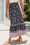 Bohemian Vacation Print Flowers Flounce Loose High Waist Type A Full Print Bottoms