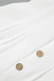 Casual Simplicity Solid Buttons Fold V Neck Loose Rompers