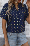 Casual Bronzing Patchwork V Neck T-Shirts