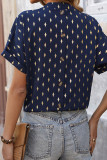 Casual Bronzing Patchwork V Neck T-Shirts