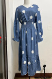 Elegant Print Polka Dot Patchwork V Neck A Line Dresses
