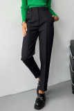 British Style Elegant Solid Frenulum High Waist Pencil Solid Color Bottoms