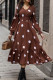 Elegant Print Polka Dot Patchwork V Neck A Line Dresses