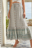 Bohemian Vacation Print Flowers Frenulum Buttons High Waist Type A Full Print Bottoms