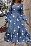 Elegant Print Polka Dot Patchwork V Neck A Line Dresses