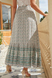 Bohemian Vacation Print Flowers Frenulum Buttons High Waist Type A Full Print Bottoms