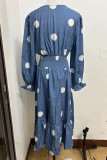 Elegant Print Polka Dot Patchwork V Neck A Line Dresses