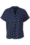 Casual Bronzing Patchwork V Neck T-Shirts