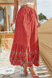 Bohemian Vacation Print Flowers Frenulum Buttons High Waist Type A Full Print Bottoms