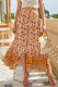 Bohemian Vacation Print Flowers Frenulum Buttons High Waist Type A Full Print Bottoms
