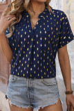 Casual Bronzing Patchwork V Neck T-Shirts