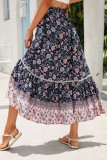 Bohemian Vacation Print Flowers Flounce Loose High Waist Type A Full Print Bottoms