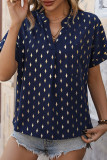 Casual Bronzing Patchwork V Neck T-Shirts