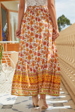 Bohemian Vacation Print Flowers Frenulum Buttons High Waist Type A Full Print Bottoms