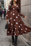 Elegant Print Polka Dot Patchwork V Neck A Line Dresses