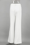 Casual British Style Solid Pocket Loose Straight Solid Color Bottoms