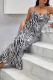 Sexy Animal Print Print Frenulum Backless V Neck One Step Skirt Dresses