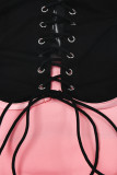 Sexy Sweet Solid Patchwork Backless With Bow Strapless Sleeveless Two Pieces