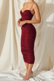 Sexy Solid Fold V Neck One Step Skirt Dresses