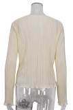 Sexy Solid Fold V Neck Tops