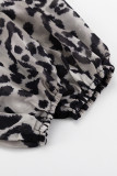 Vintage Elegant Leopard Patchwork With Belt Turndown Collar A Line Dresses