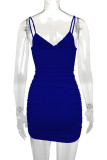 Sexy Vacation Solid Hollowed Out V Neck Wrapped Skirt Dresses