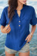 Casual Simplicity Solid Pocket Buttons V Neck Tops