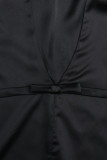 Sweet Elegant Solid Backless With Bow O Neck One Step Skirt Dresses