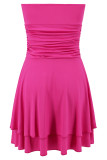 Sexy Solid Fold Strapless Sleeveless Dress Dresses