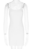 Sexy Solid Backless U Neck Sling Dress Dresses