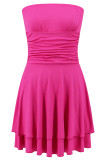 Sexy Solid Fold Strapless Sleeveless Dress Dresses