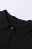 Casual Solid Buttons Slit V Neck One Step Skirt Short Sleeve Dress