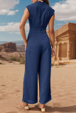 Elegant Simplicity Solid Scarf Collar Regular Jumpsuits