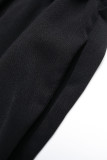 Casual Solid Lace Bandage Pocket V Neck Loose Jumpsuits
