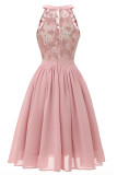 Celebrities Elegant Solid Lace V Neck Princess Dresses