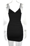 Sexy Vacation Solid Hollowed Out V Neck Wrapped Skirt Dresses